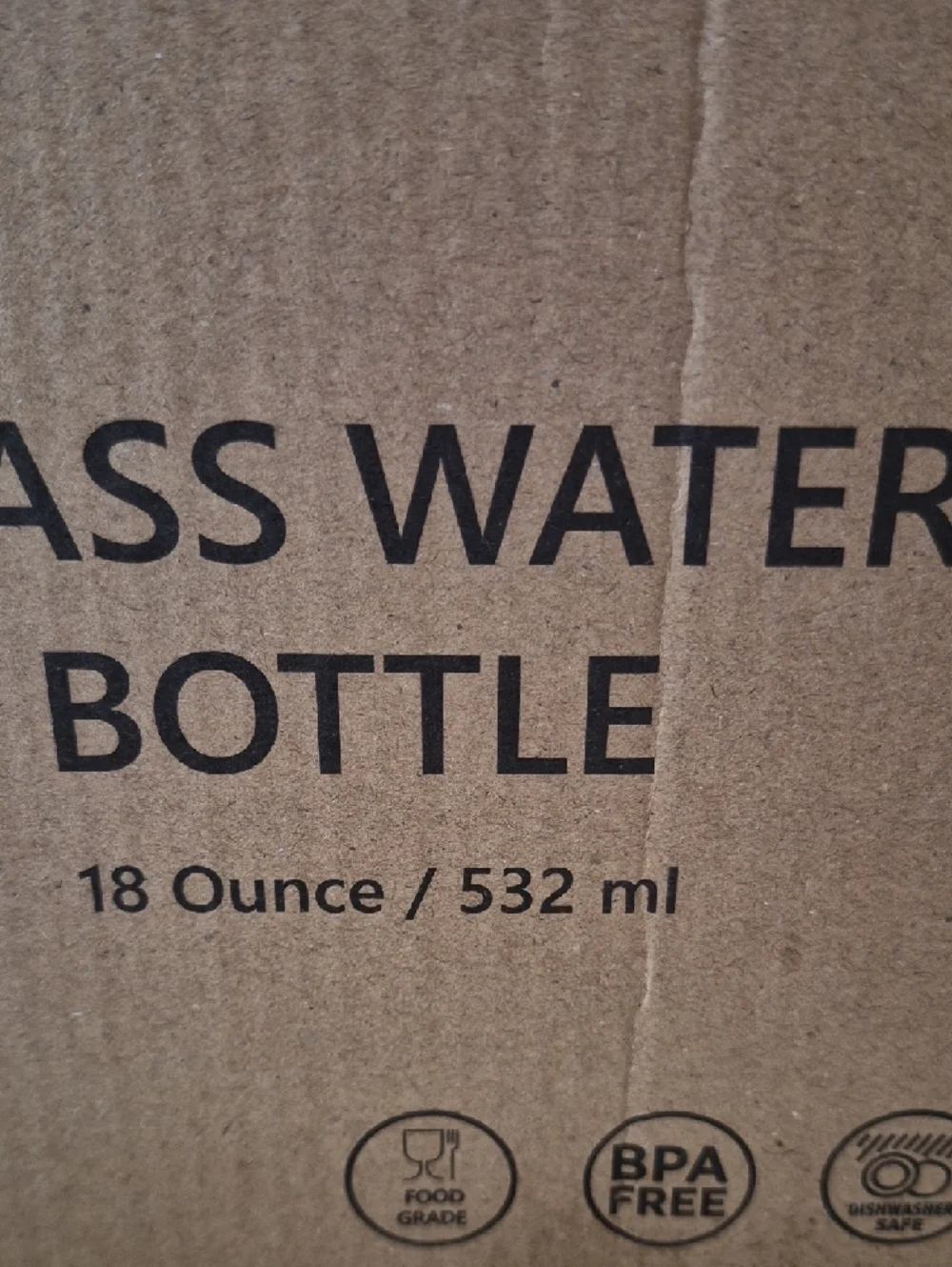 NIB‎ Set Of 6 Glass Water Bottles with Stainless Steel Cap - Clear
